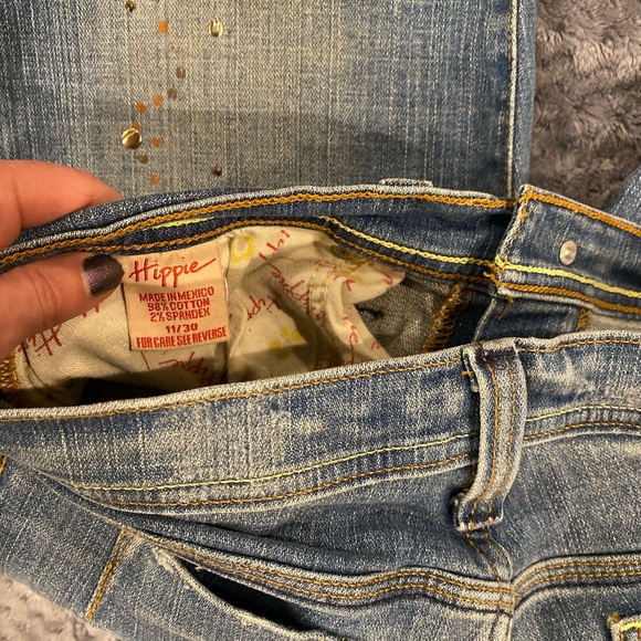 EC Hippie gold and bronze embellished jeans sz30/11 - Picture 3 of 8